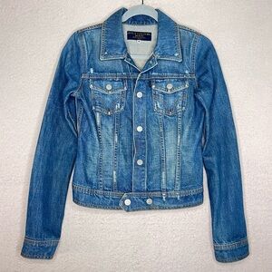 Vintage Juicy Couture Distressed Denim Snap Jacket Women’s M Blue Jean Y2K 90s
